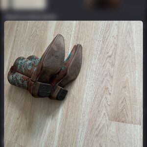 Corral Brown and Teal Embroidered Heeled Boots